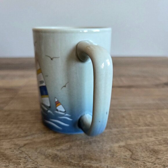 Vintage Otagiri Japan mug with sailboats and seagulls design. - Picture 4 of 7
